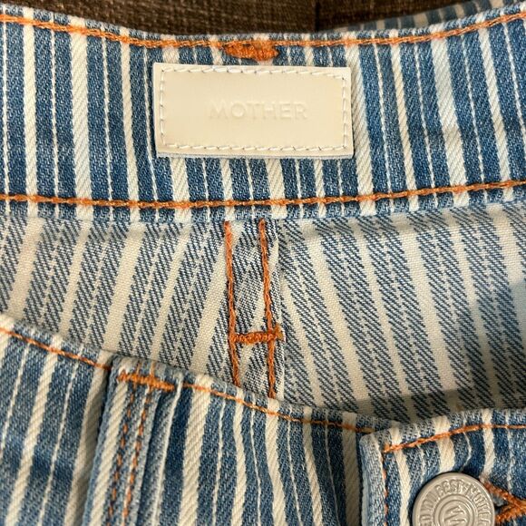 Mother Jeans The Triple Tomcat Ankle Striped Blue and White Orange Yo Glad Sz 28 - Picture 3 of 14
